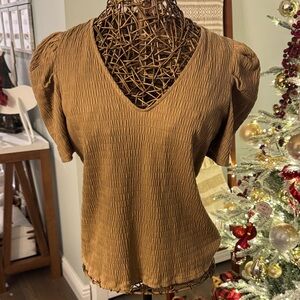 a new day Brown Textured V-Neck Blouse